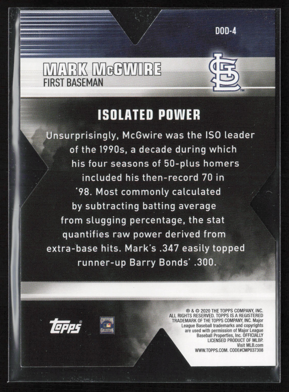 2020 Topps #DOD-4 Mark McGwire Decade of Dominance