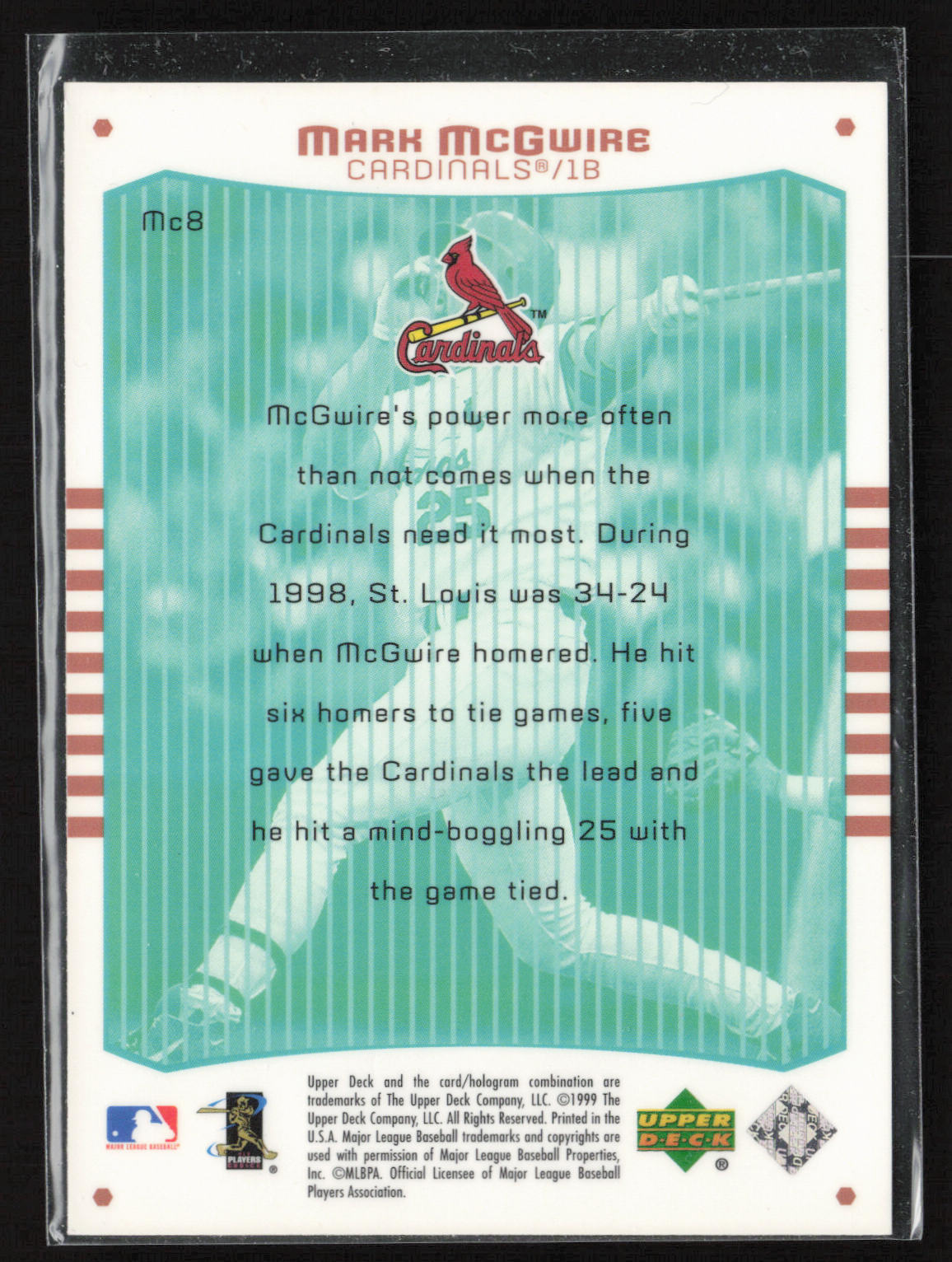 2000 Upper Deck #Mc8 Mark McGwire Power Mark