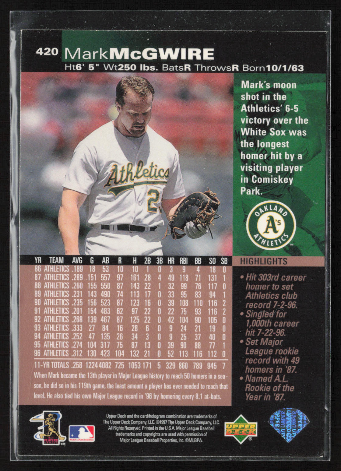 1997 Upper Deck #420 Mark McGwire
