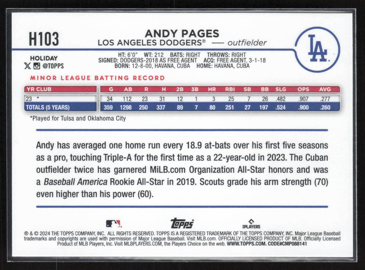 2024 Topps Holiday #H103 Andy Pages