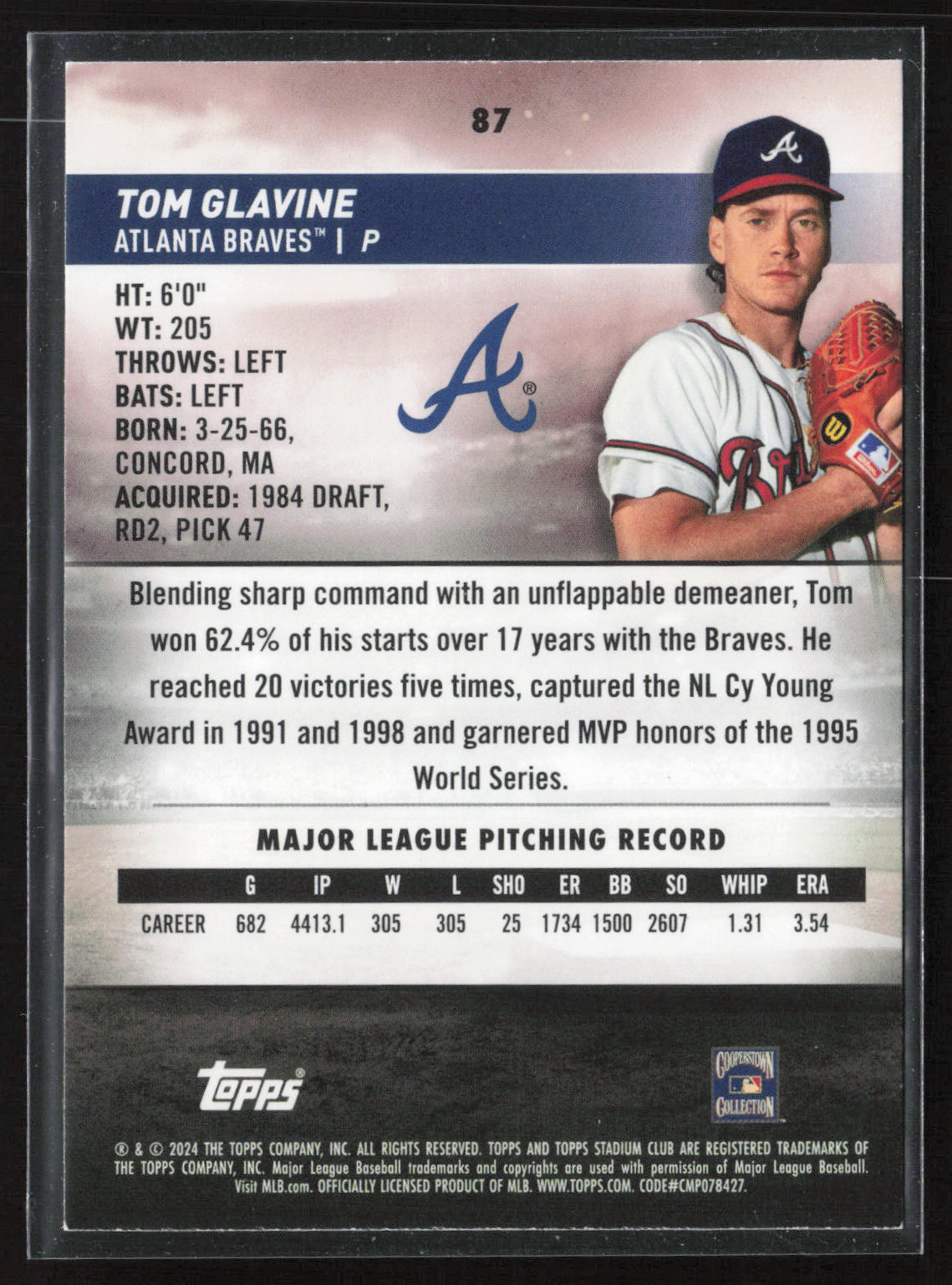 2024 Stadium Club #87 Tom Glavine Sepia