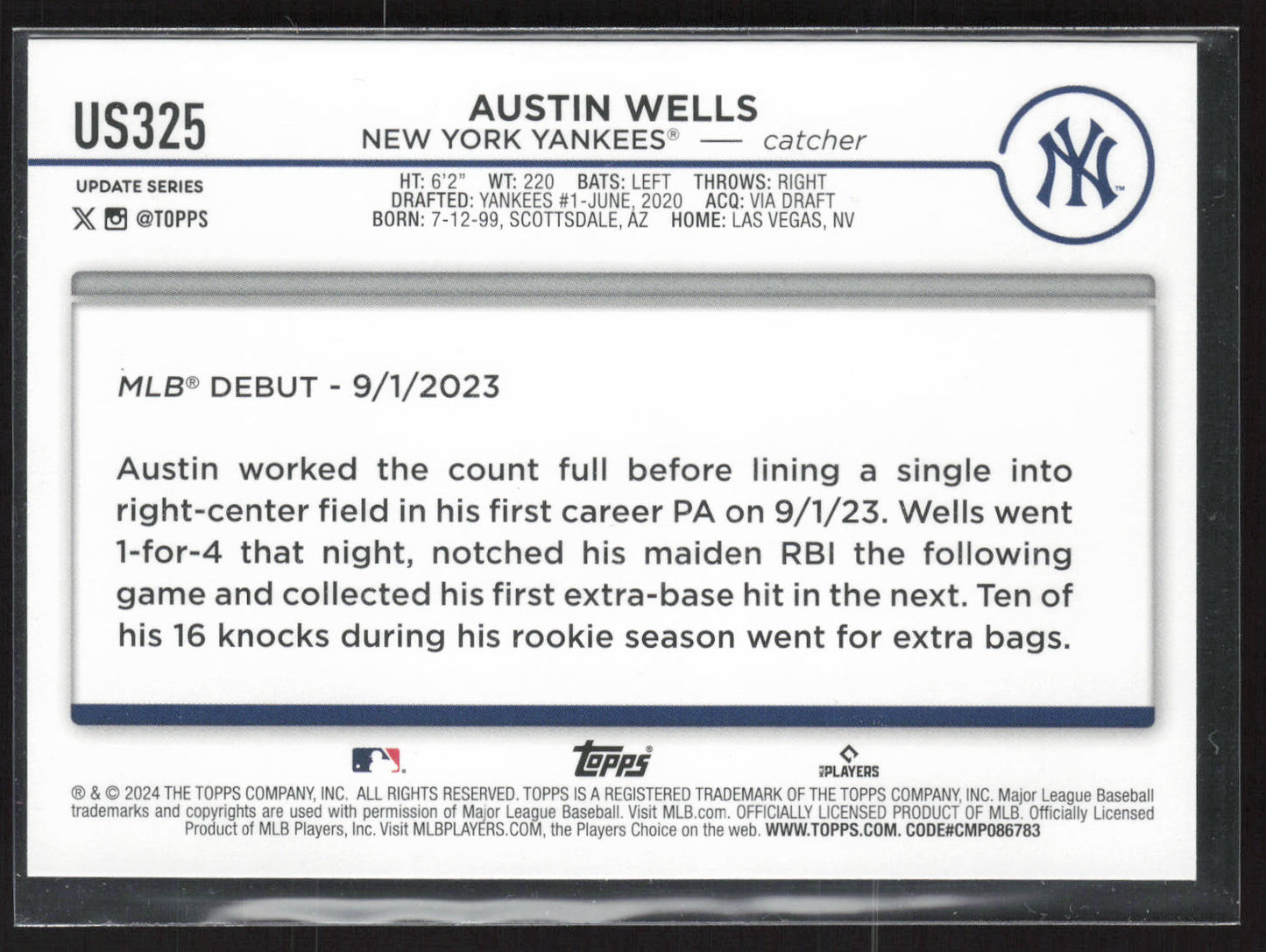 2024 Topps Update #US325 Austin Wells Holiday Jack O'Lanterns