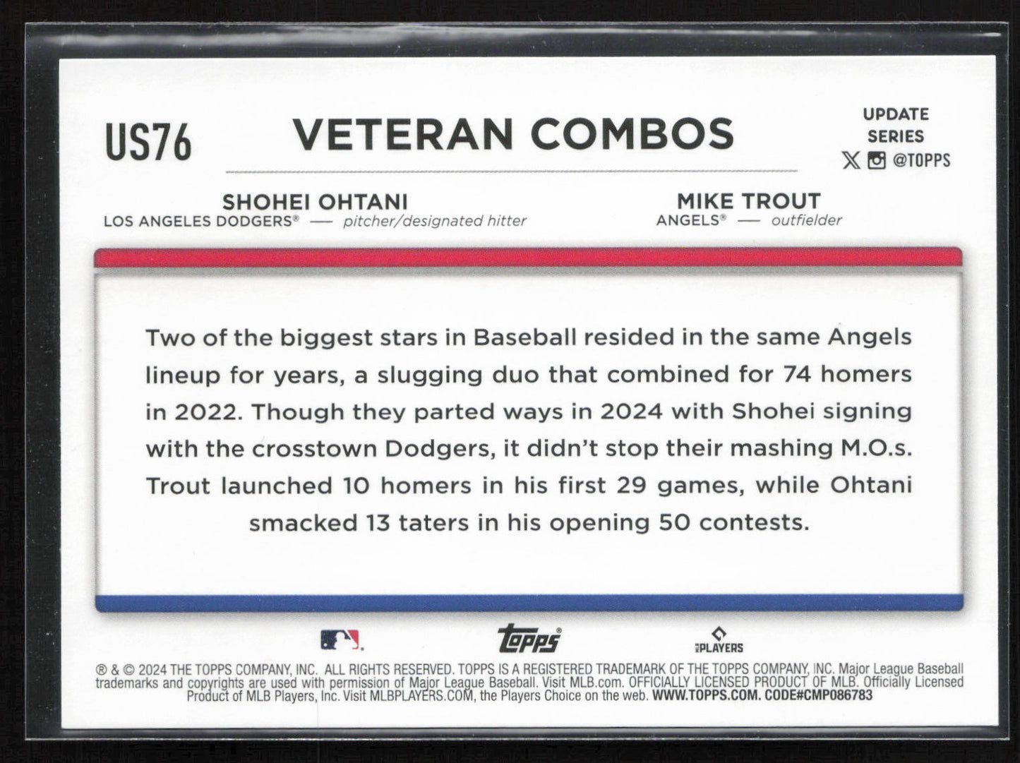 2024 Topps Update #US76 How You Been?: (Shohei Ohtani / Mike Trout)