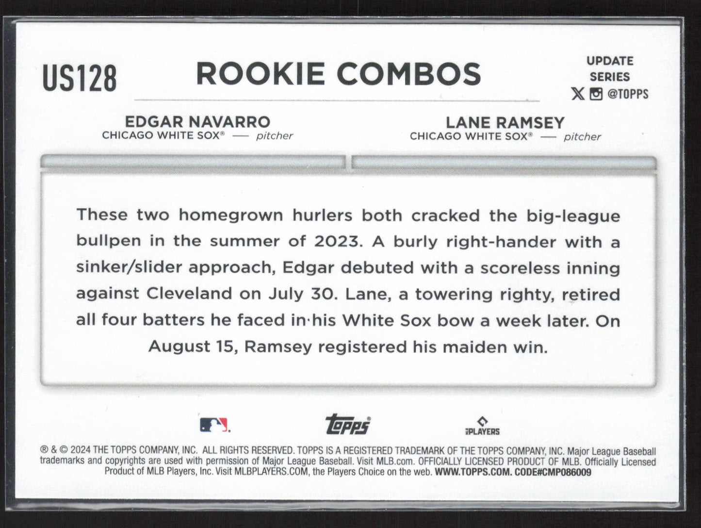 2024 Topps Update #US128 Lane Ramsey / Edgar Navarro RCOM