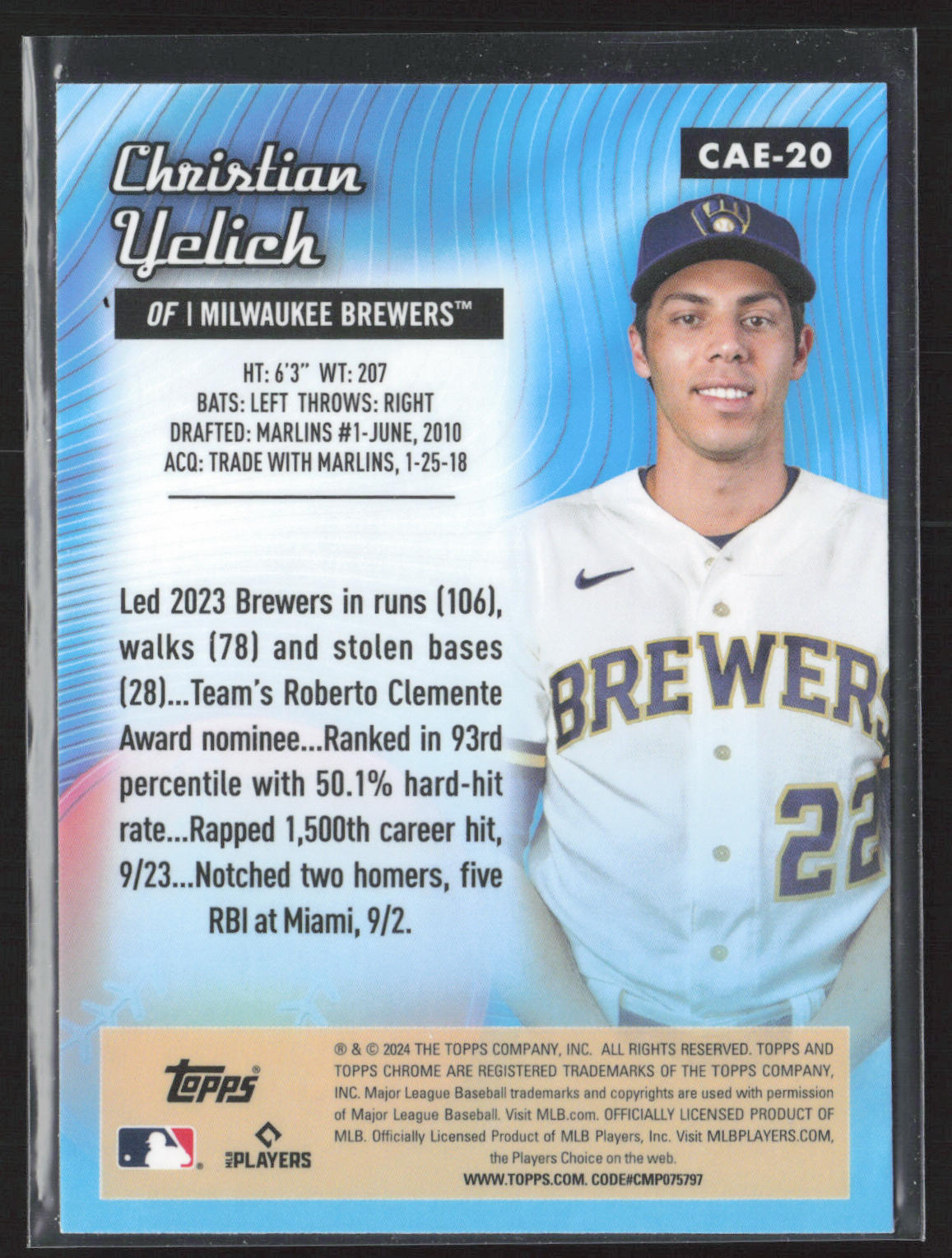 2024 Topps Chrome #CAE-20 Christian Yelich Chrome All-Etch