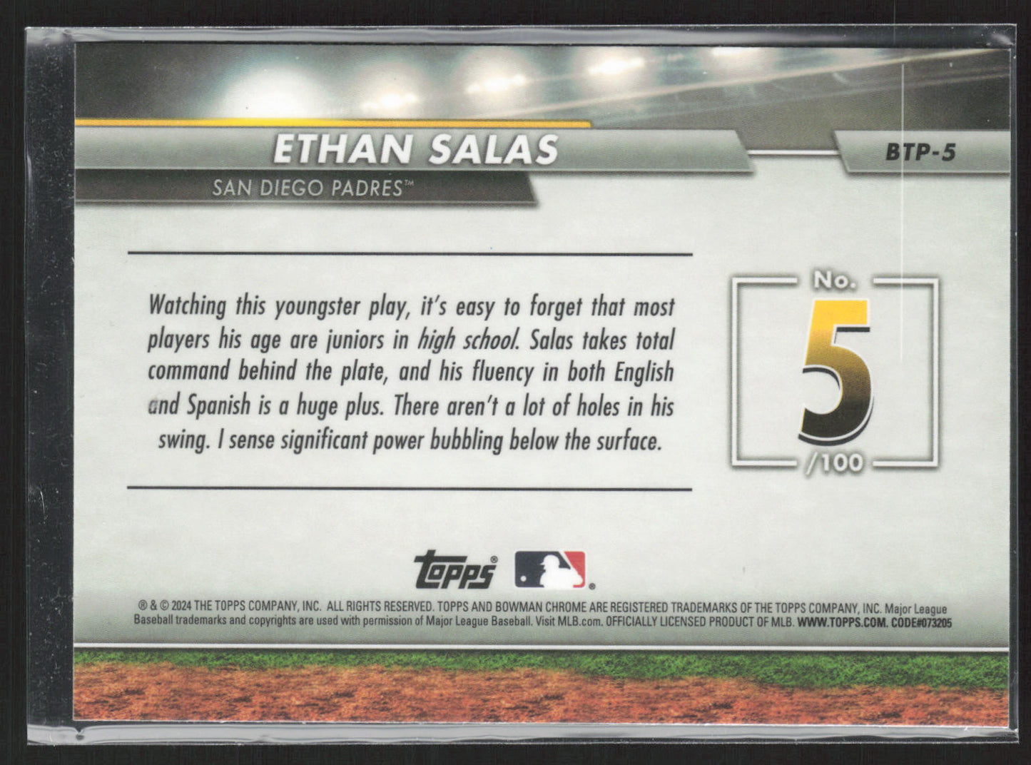 2024 Bowman #BTP-5 Ethan Salas Bowman Scouts' Top 100