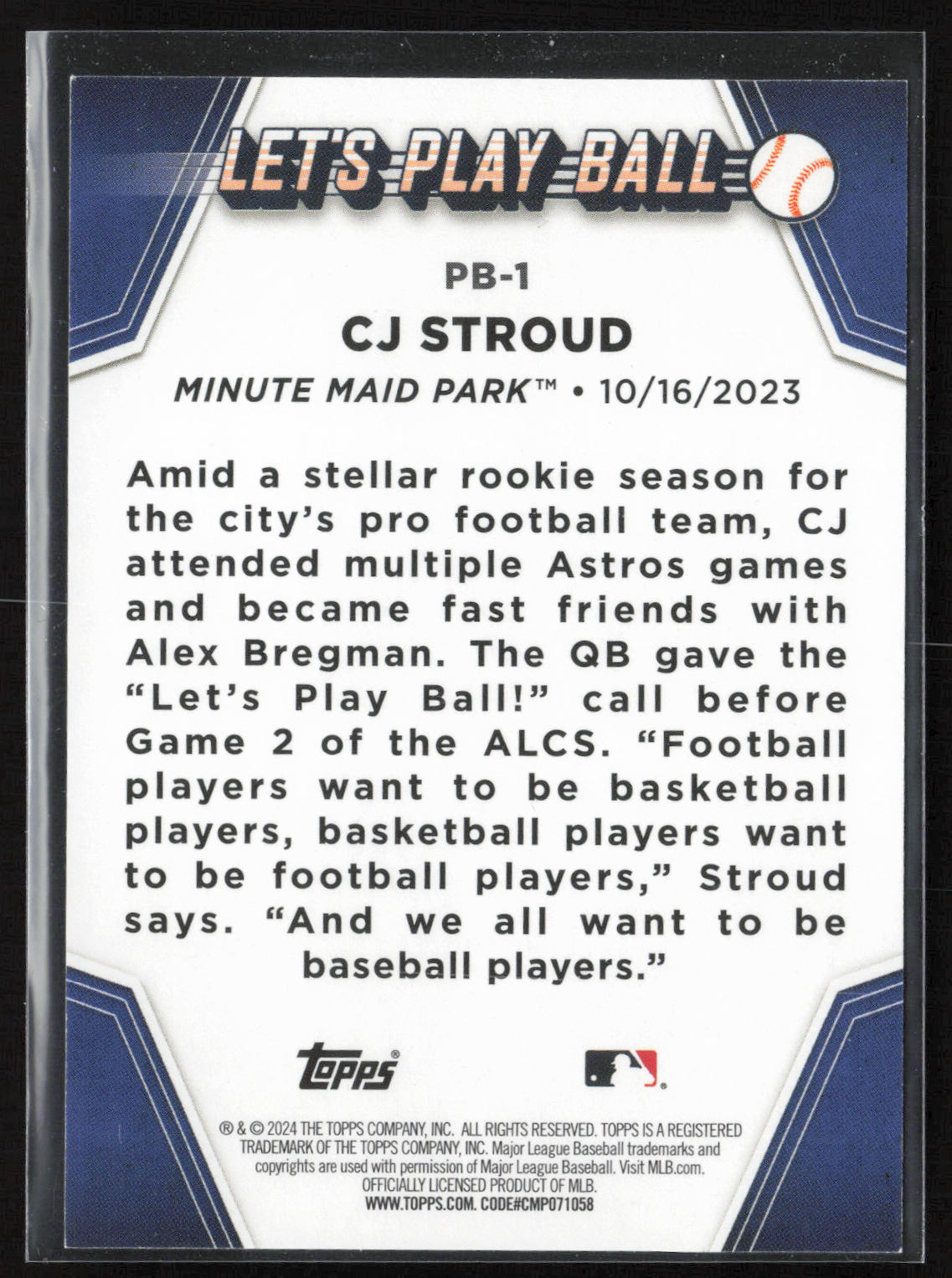 2024 Topps #PB-1 CJ Stroud Let's Play Ball