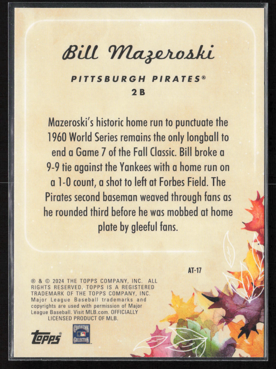 2024 Topps Update #AT-17 Bill Mazeroski Autumn Tales
