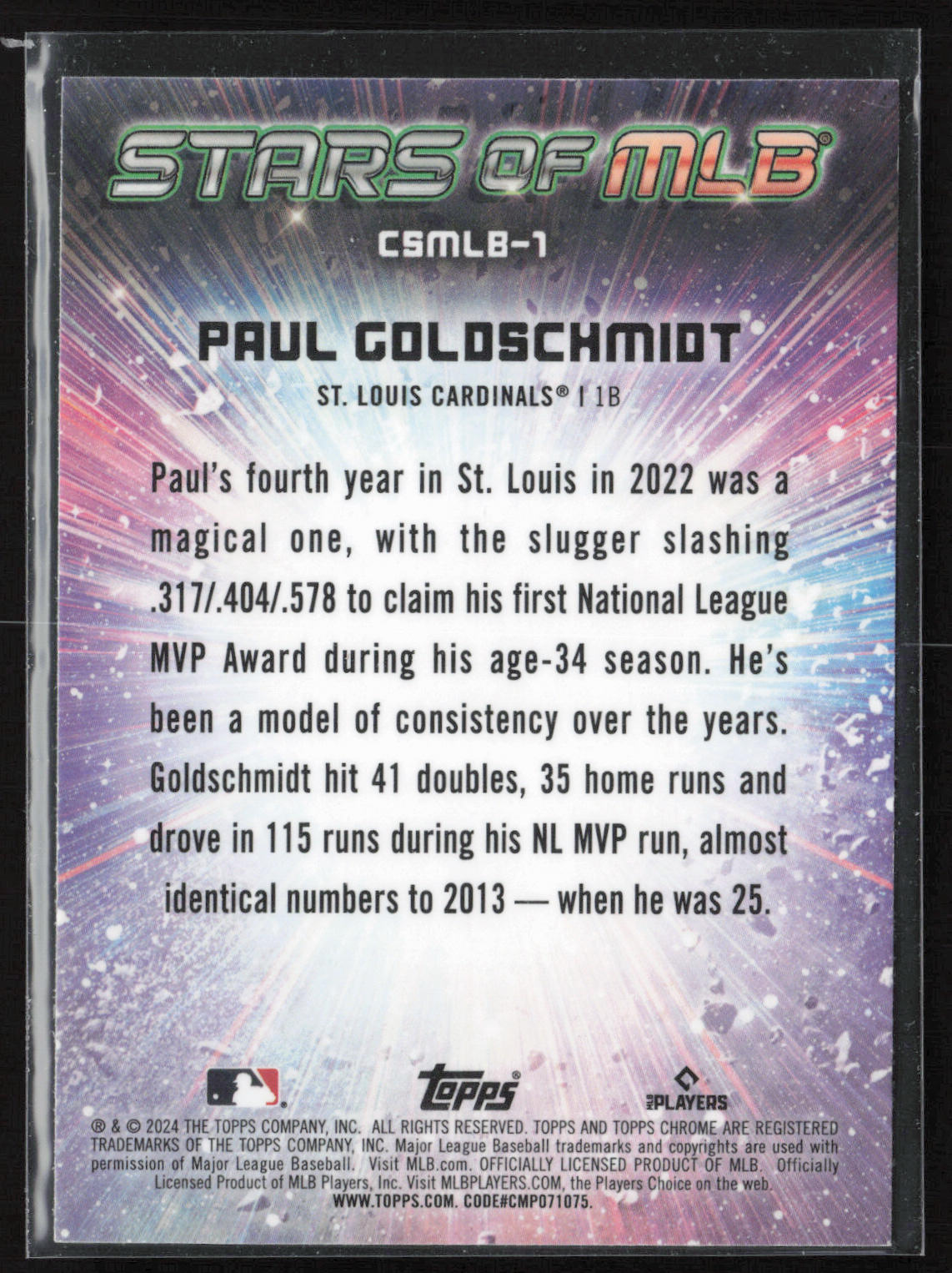2024 Topps #CSMLB-1 Paul Goldschmidt Stars of MLB Chrome