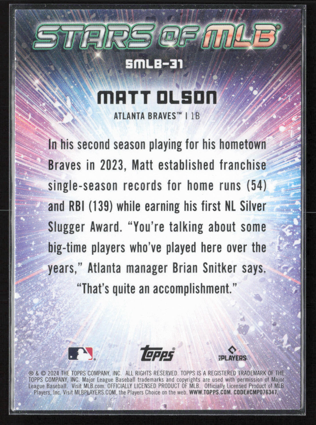 2024 Topps #SMLB-31 Matt Olson Stars of MLB