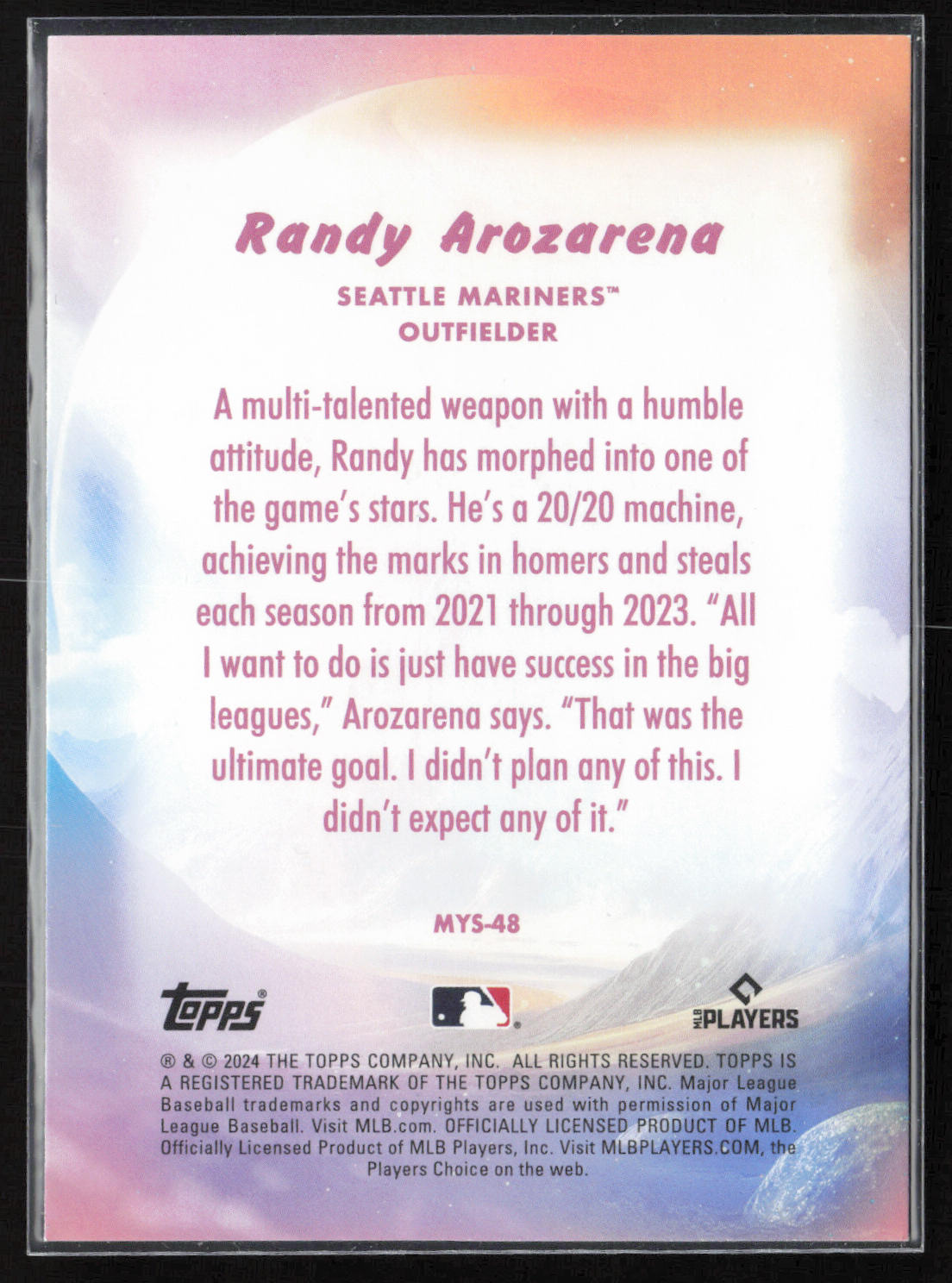 2024 Topps Update #MYS-48 Randy Arozarena Mystical Black #/299
