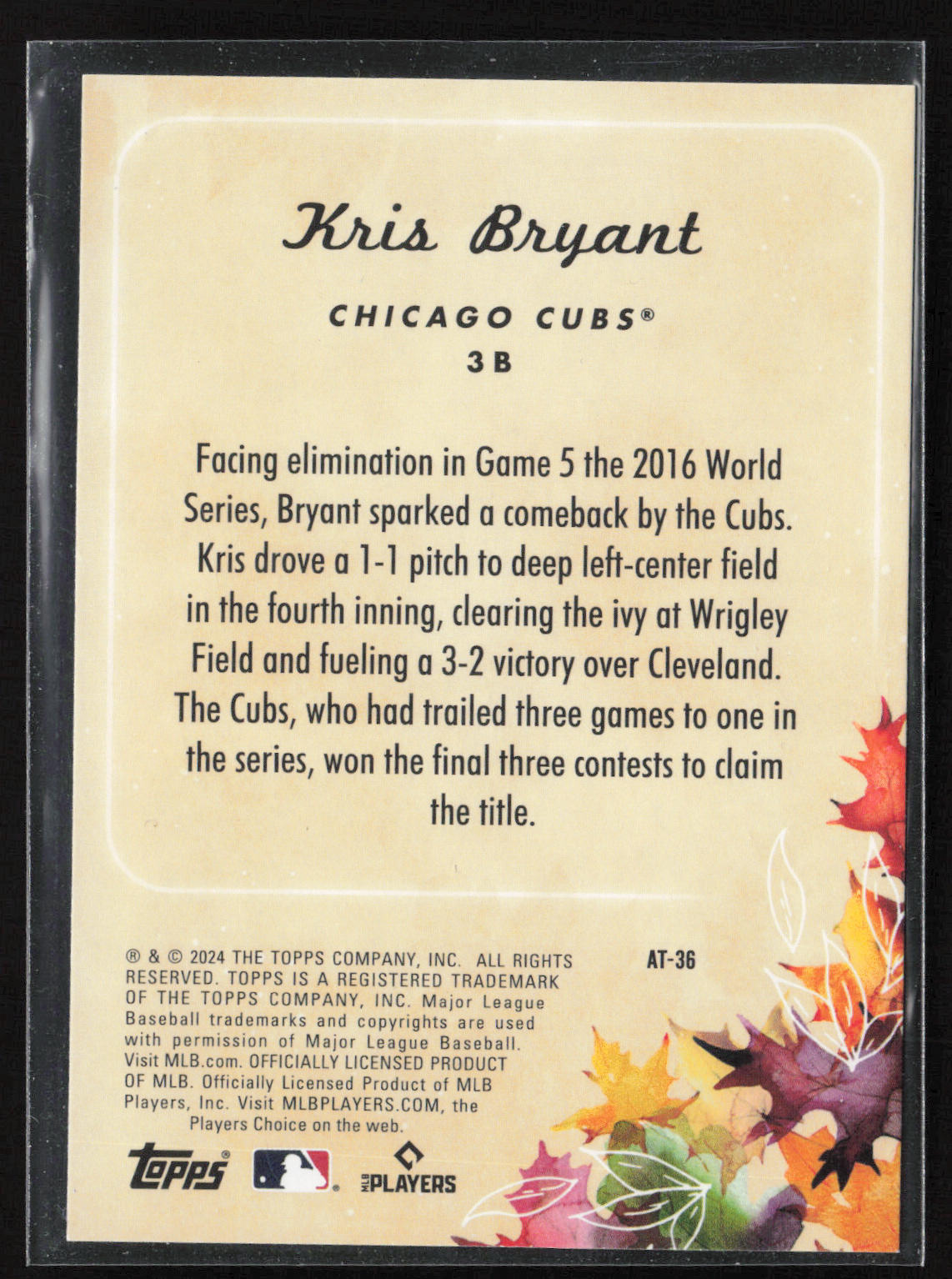 2024 Topps Update #AT-36 Kris Bryant Autumn Tales