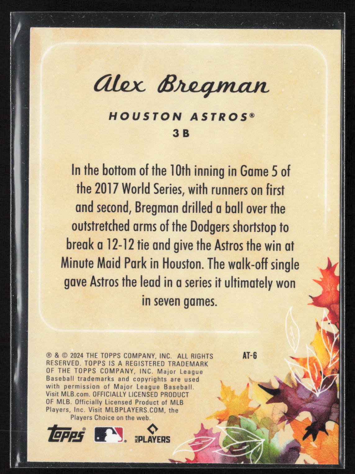 2024 Topps Update #AT-6 Alex Bregman Autumn Tales