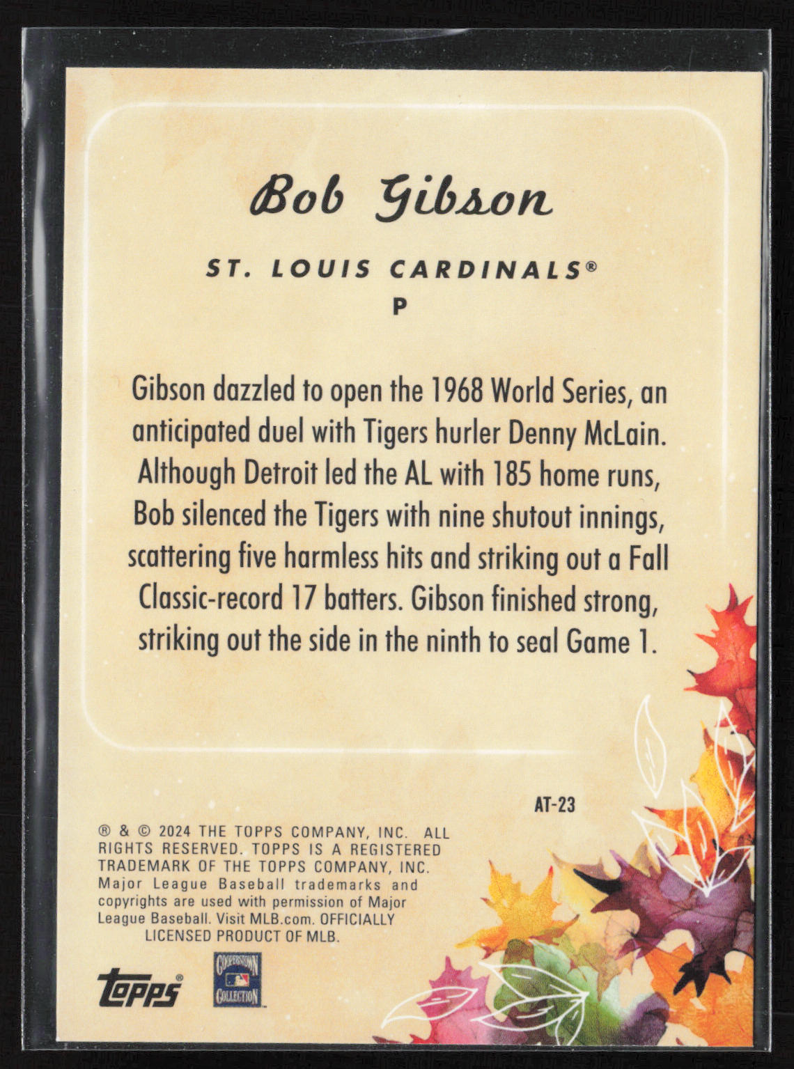 2024 Topps Update #AT-23 Bob Gibson Autumn Tales