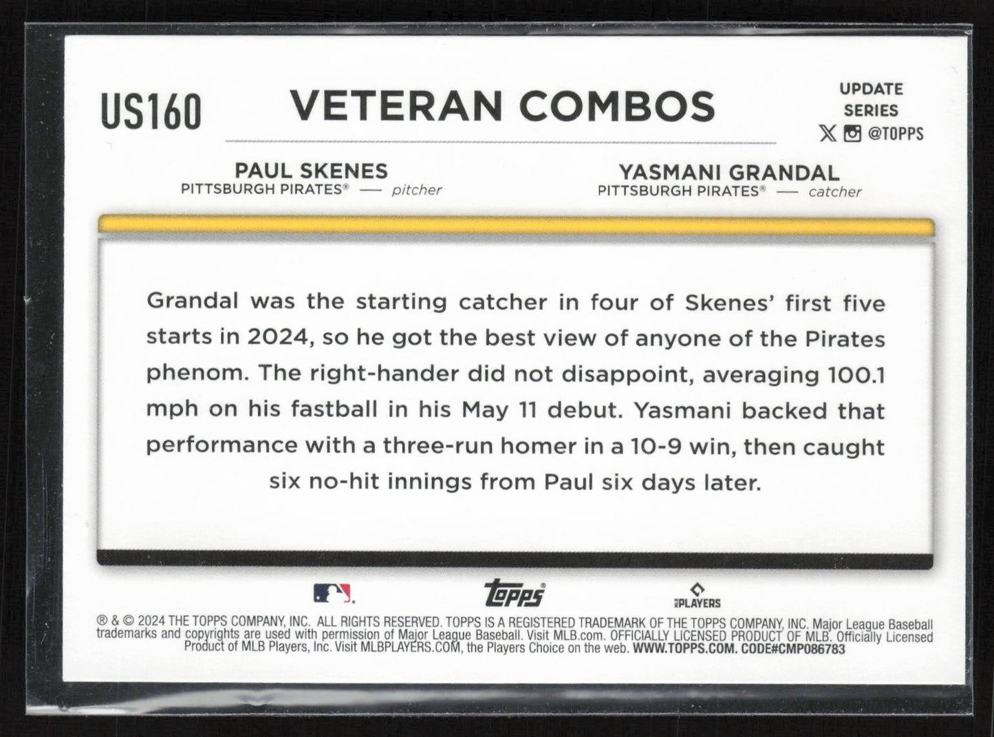 2024 Topps Update #US160 Duo An Immediate Hit: Skenes Gasses Up Grandal Holiday