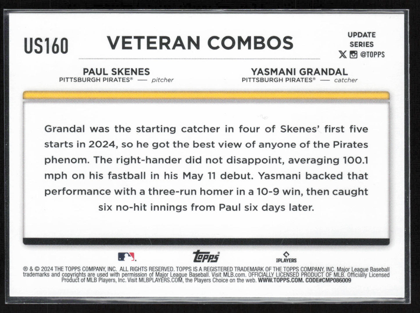 2024 Topps Update #US160 Duo An Immediate Hit: Skenes Gasses Up Grandal