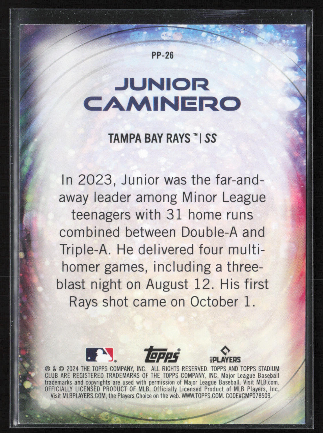 2024 Stadium Club #PP-26 Junior Caminero Power Packed