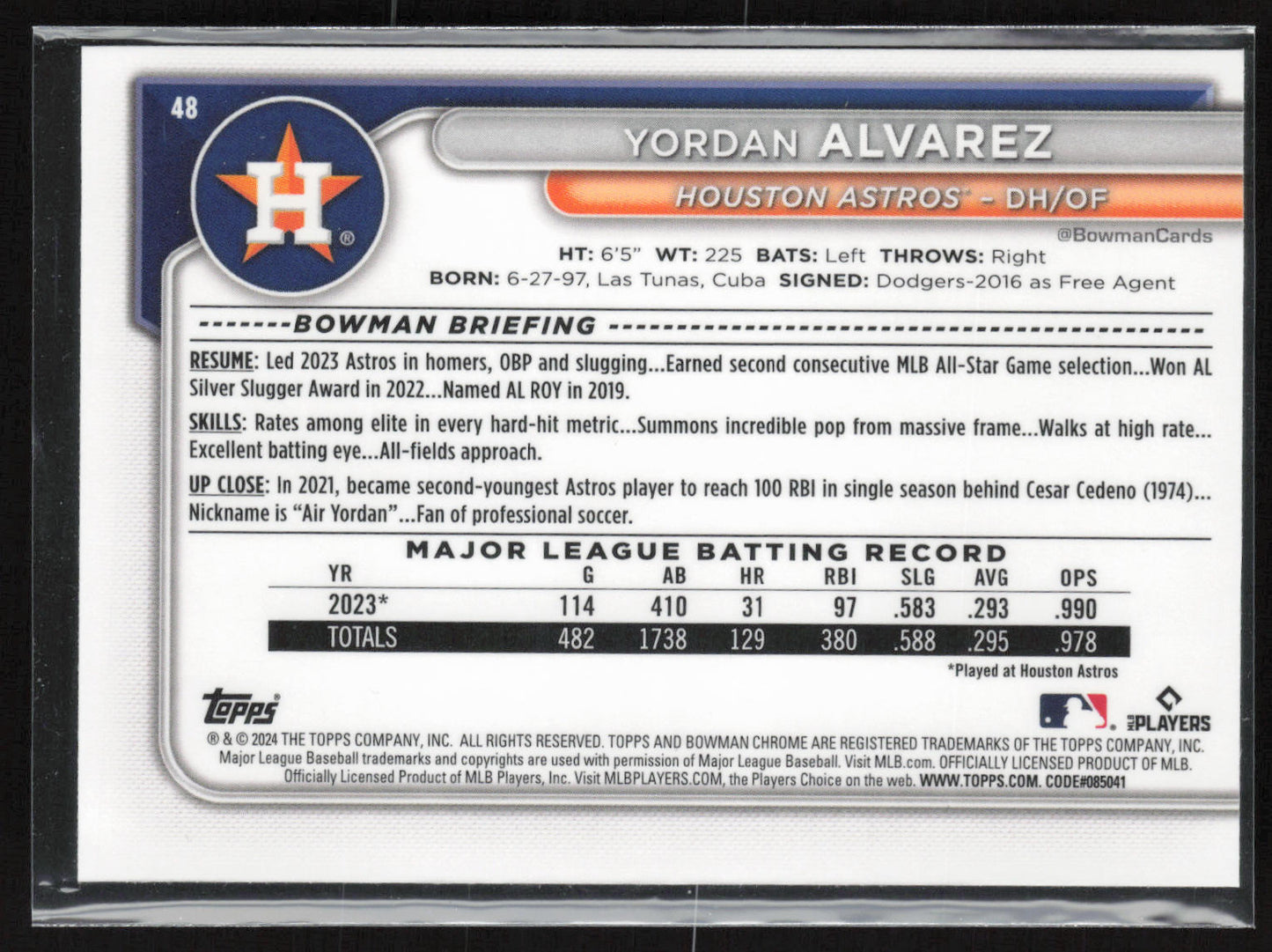 2024 Bowman Chrome #48 Yordan Alvarez
