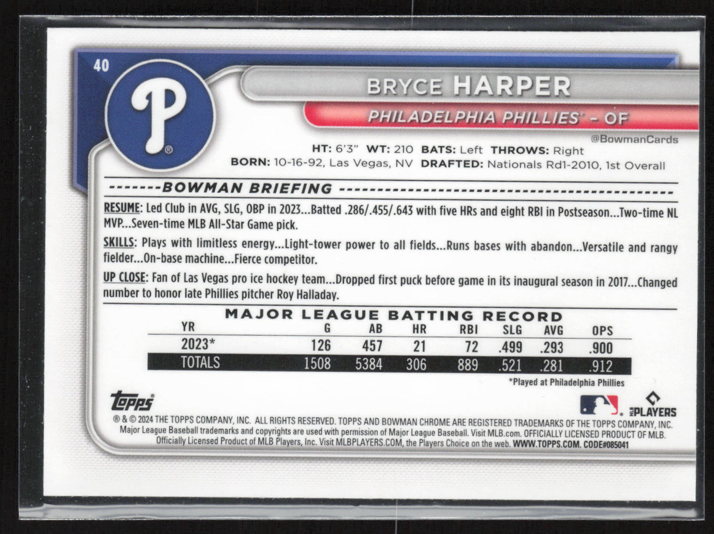 2024 Bowman Chrome #40 Bryce Harper