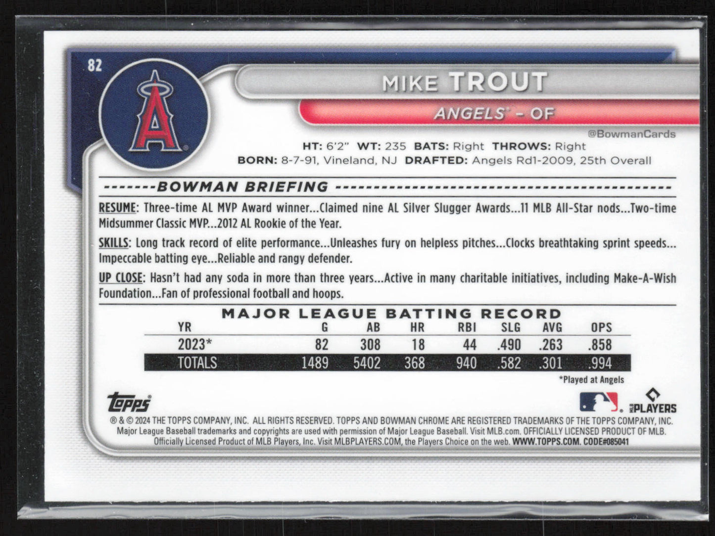 2024 Bowman Chrome #82 Mike Trout