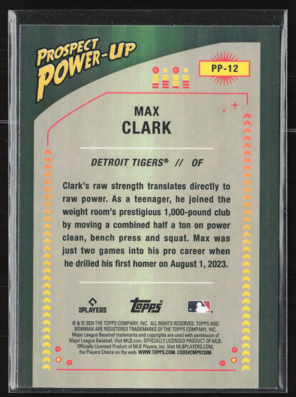 2024 Bowman #PP-12 Max Clark Prospect Power-Up Mojo Refractors
