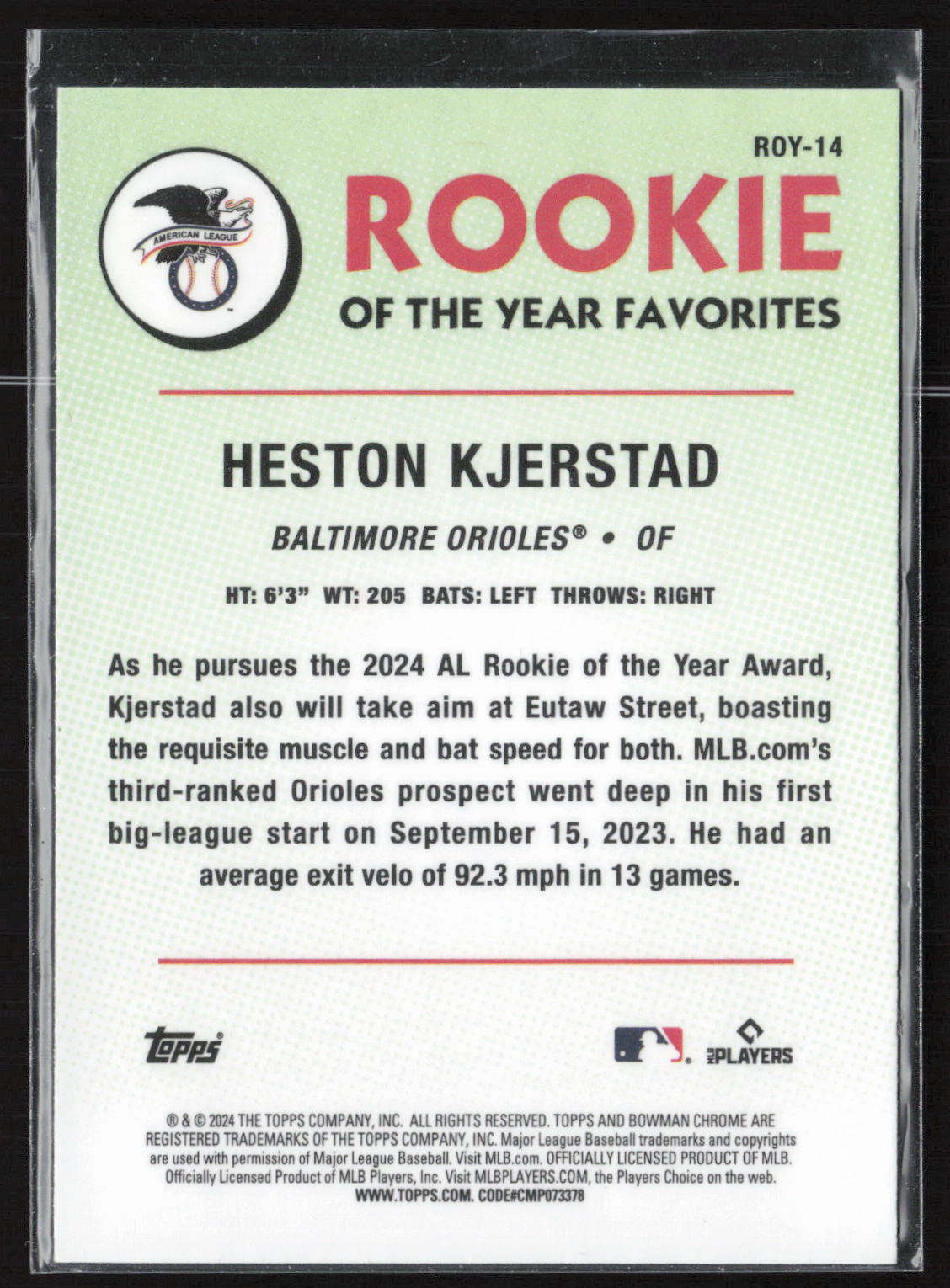 2024 Bowman Chrome #ROY-14 Heston KJerstad Rookie of the Year Favorites