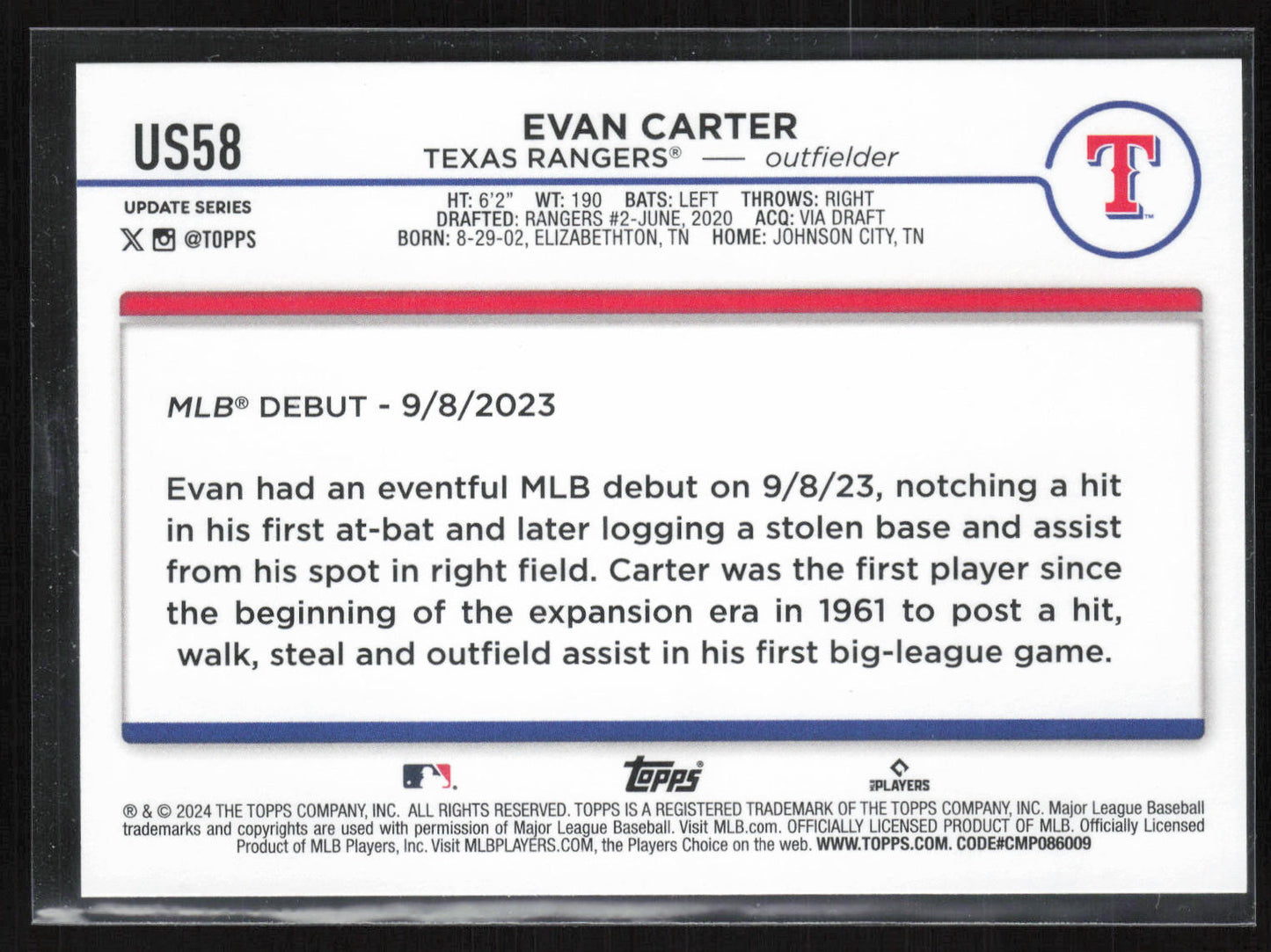 2024 Topps Update #US58 Evan Carter
