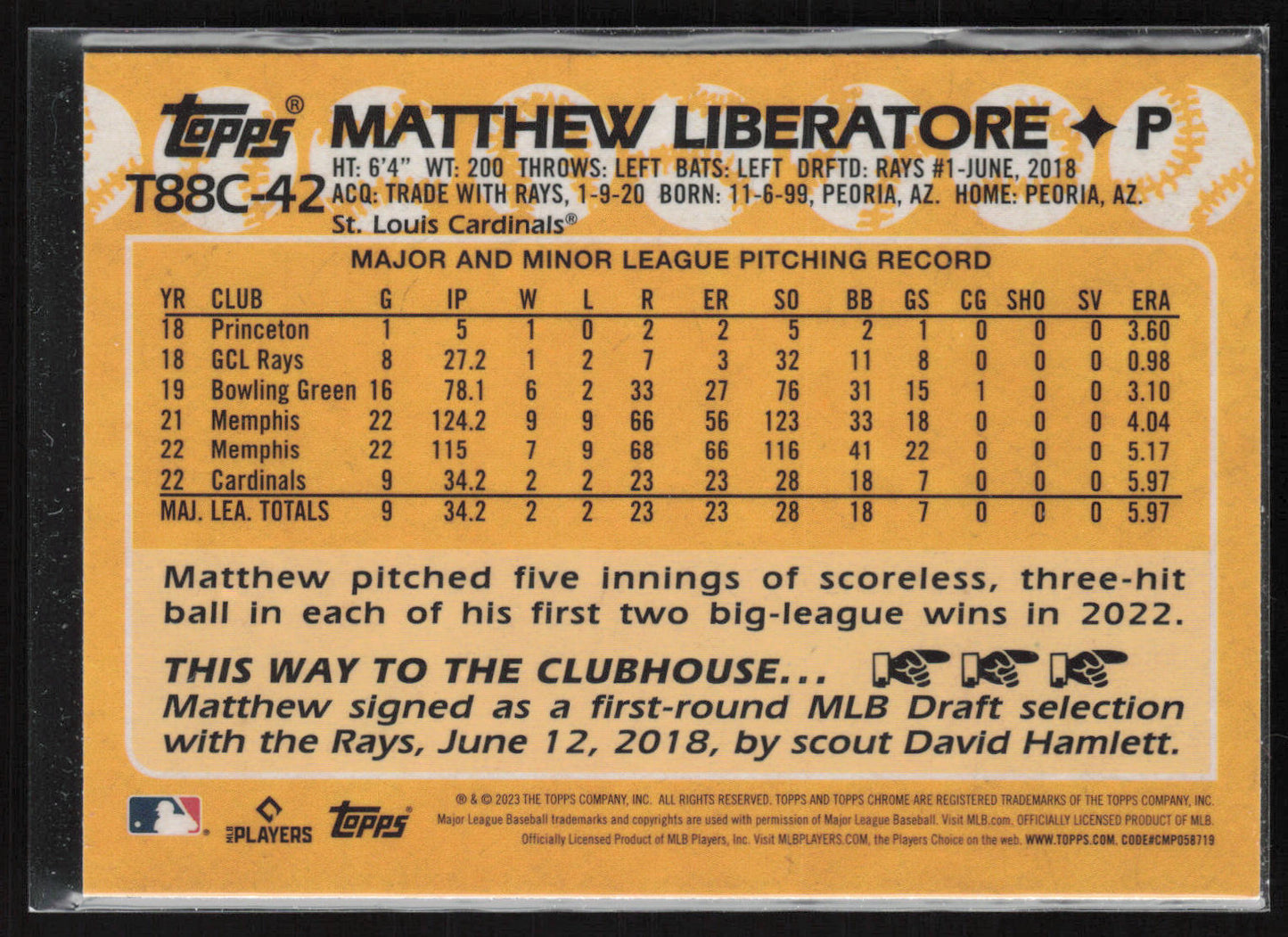2023 Topps Chrome #T88C-42 Matthew Liberatore 1988 Topps 35th