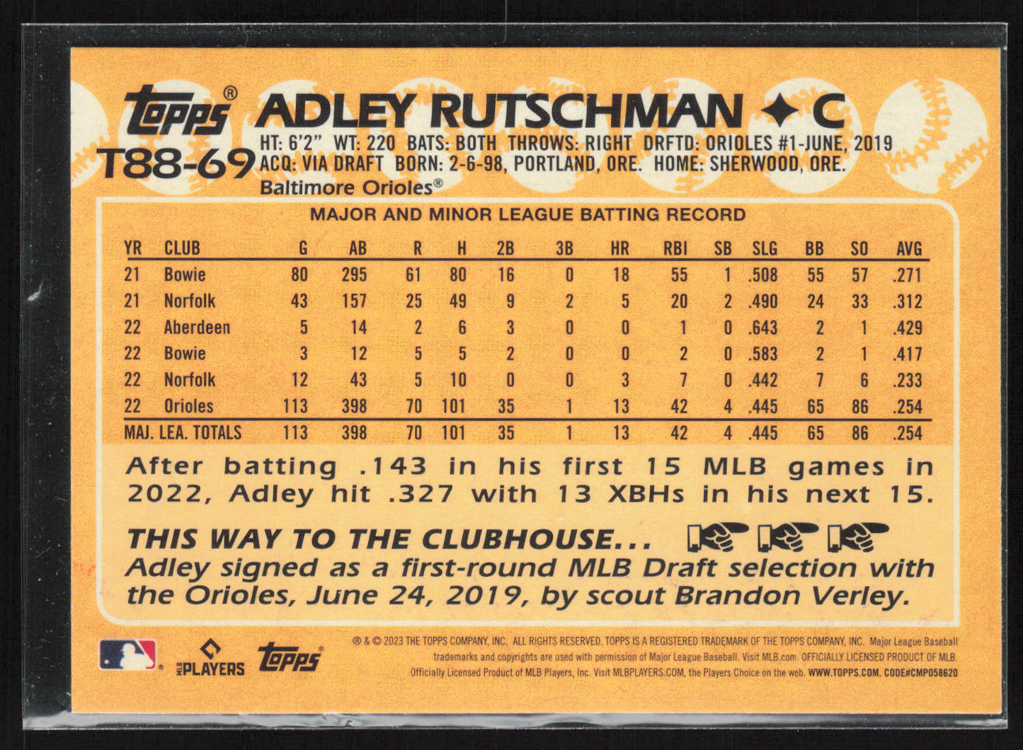 2023 Topps #T88-69 Adley Rutschman 1988 Topps Baseball 35th Ann