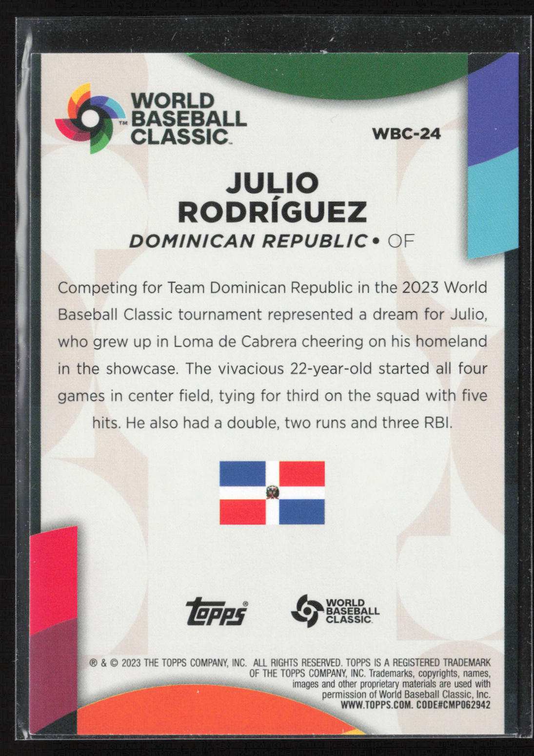2023 Topps #WBC-24 Julio Rodriguez 2023 World Baseball Classic Stars