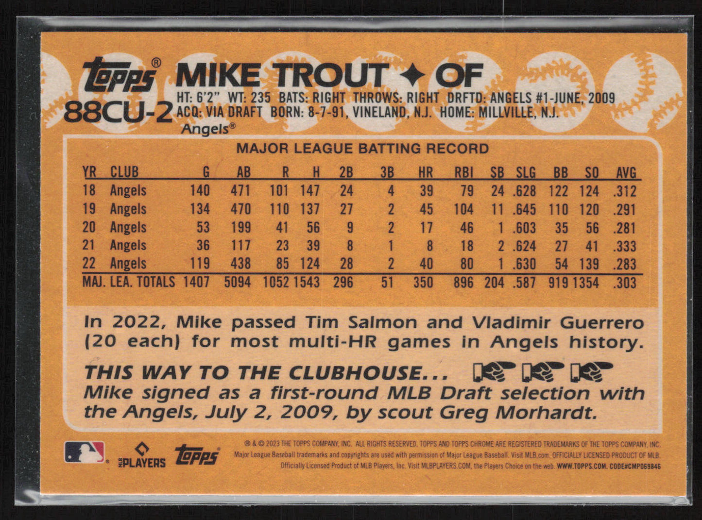 2023 Topps Chrome Update #88CU-2 Mike Trout 1988 Topps Baseball 35th Anniversary