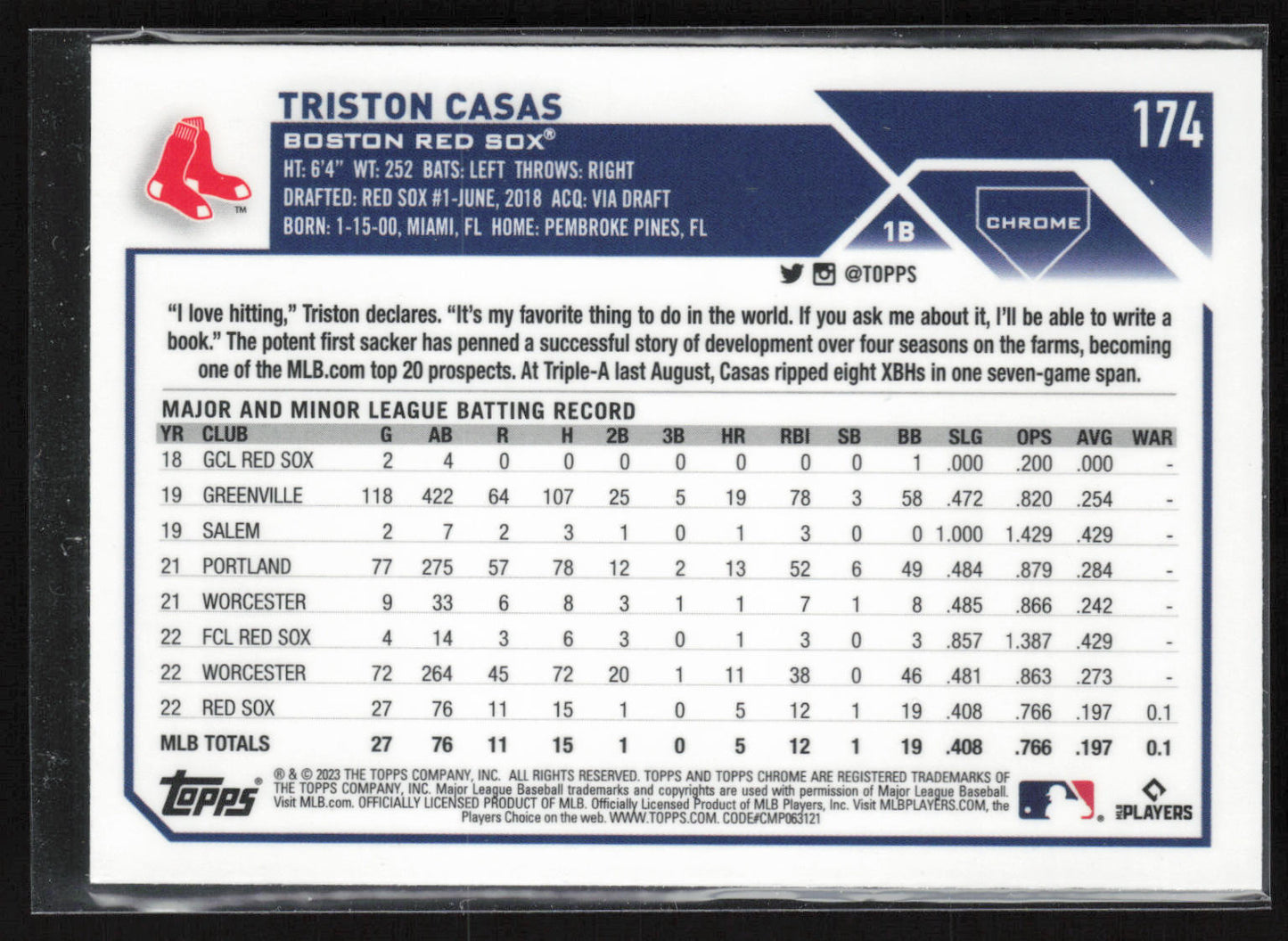 2023 Topps Chrome #174 Triston Casas
