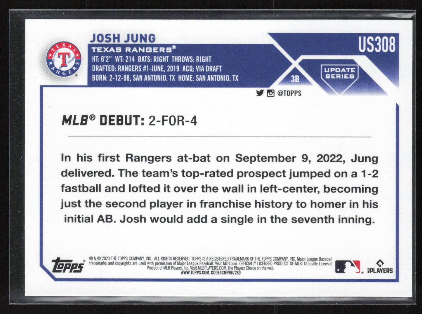 2023 Topps Update #US308 Josh Jung