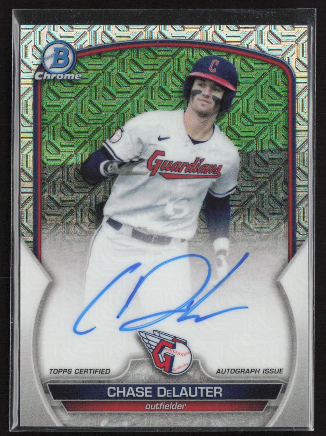 2023 Bowman #BMA-CD Chase DeLauter Chrome Prospects Auto Mojo Refractors