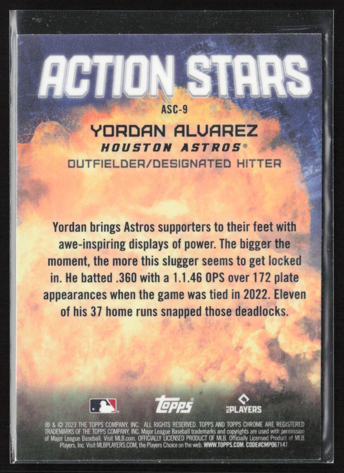 2023 Topps Chrome Update #ASC-9 Yordan Alvarez Action Stars