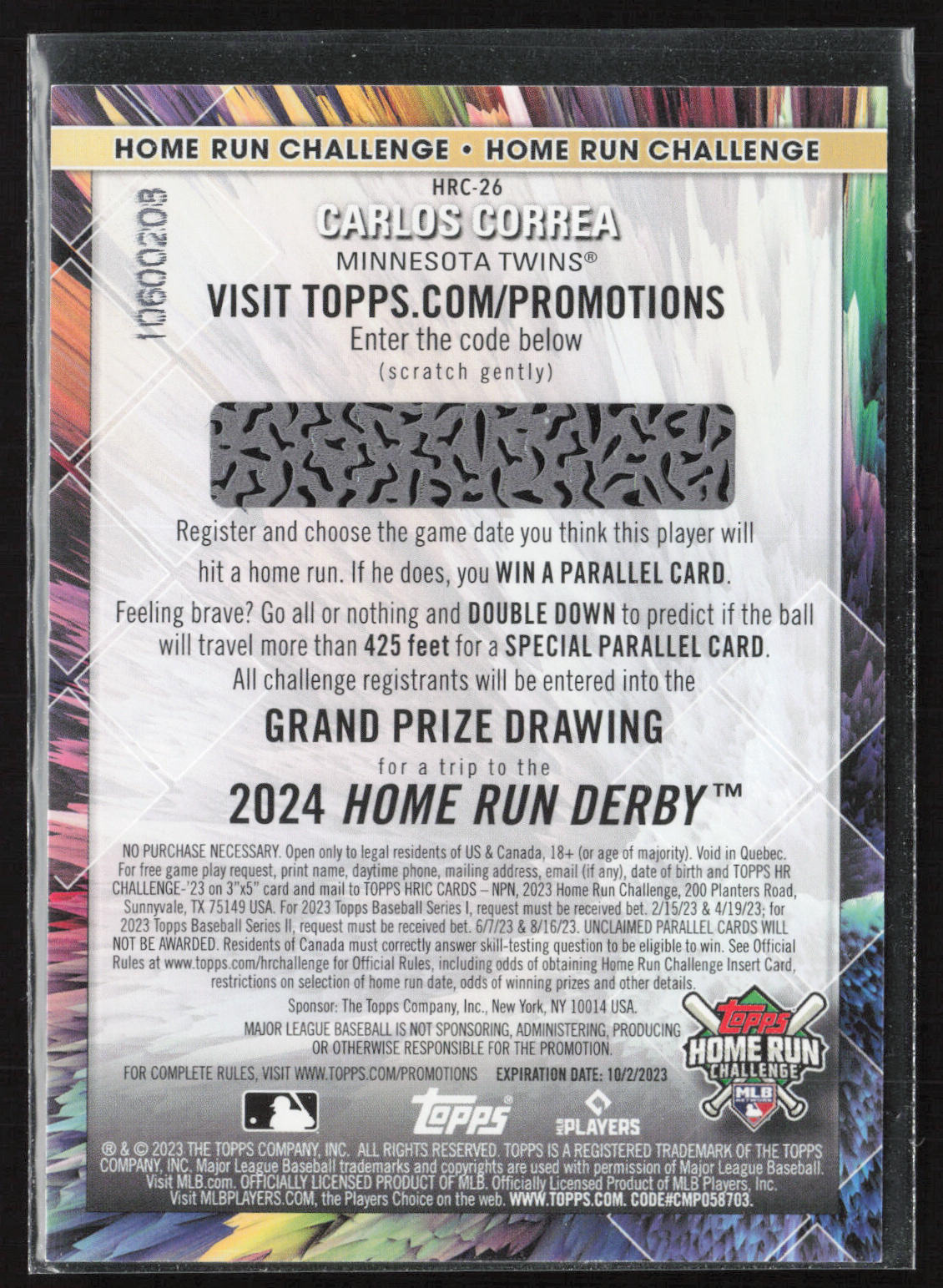 2023 Topps #HRC-26 Carlos Correa Home Run Challenge (Series Two)