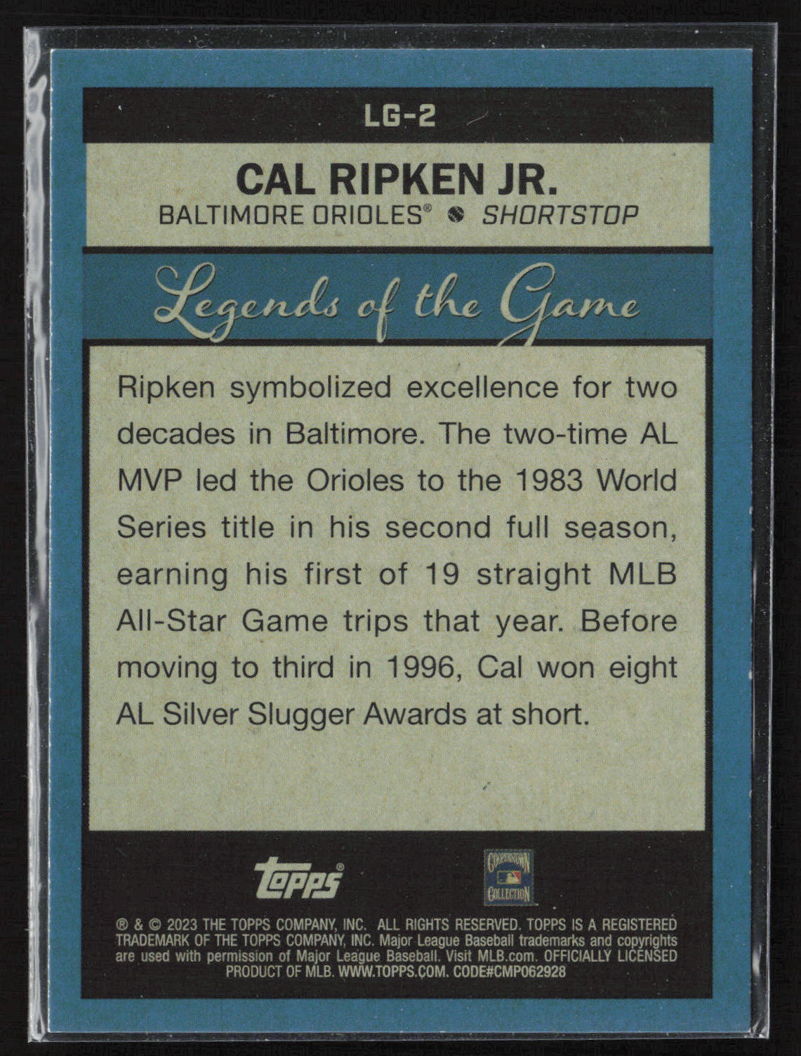2023 Topps #LG-2 Cal Ripken Jr. Legends of the Game