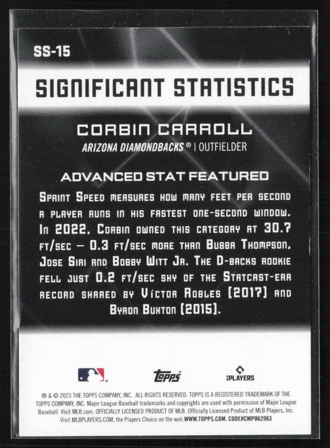 2023 Topps #SS-15 Corbin Carroll Significant Statistics