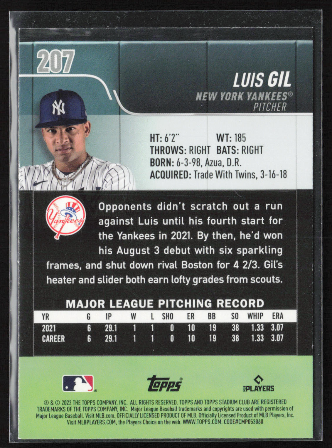 2022 Stadium Club #207 Luis Gil