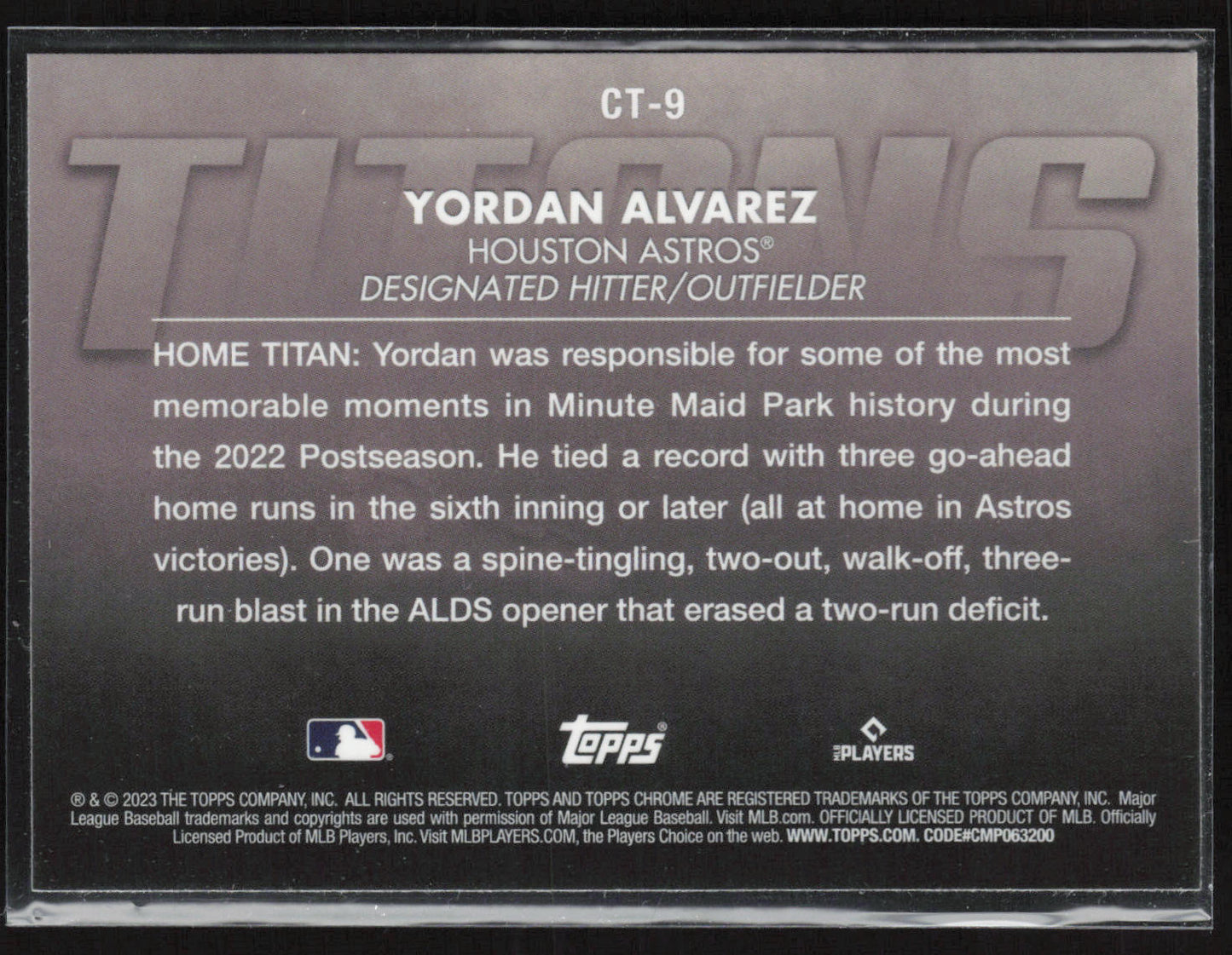 2023 Topps Chrome #CT-9 Yordan Alvarez Titans