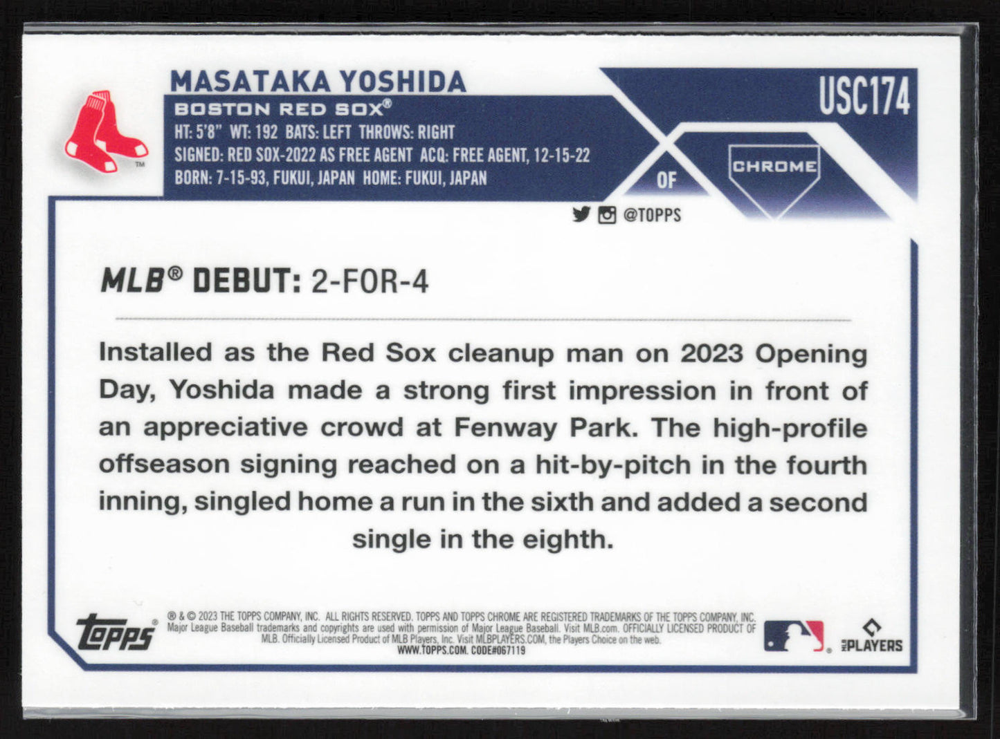 2023 Topps Chrome Update #USC174 Masataka Yoshida