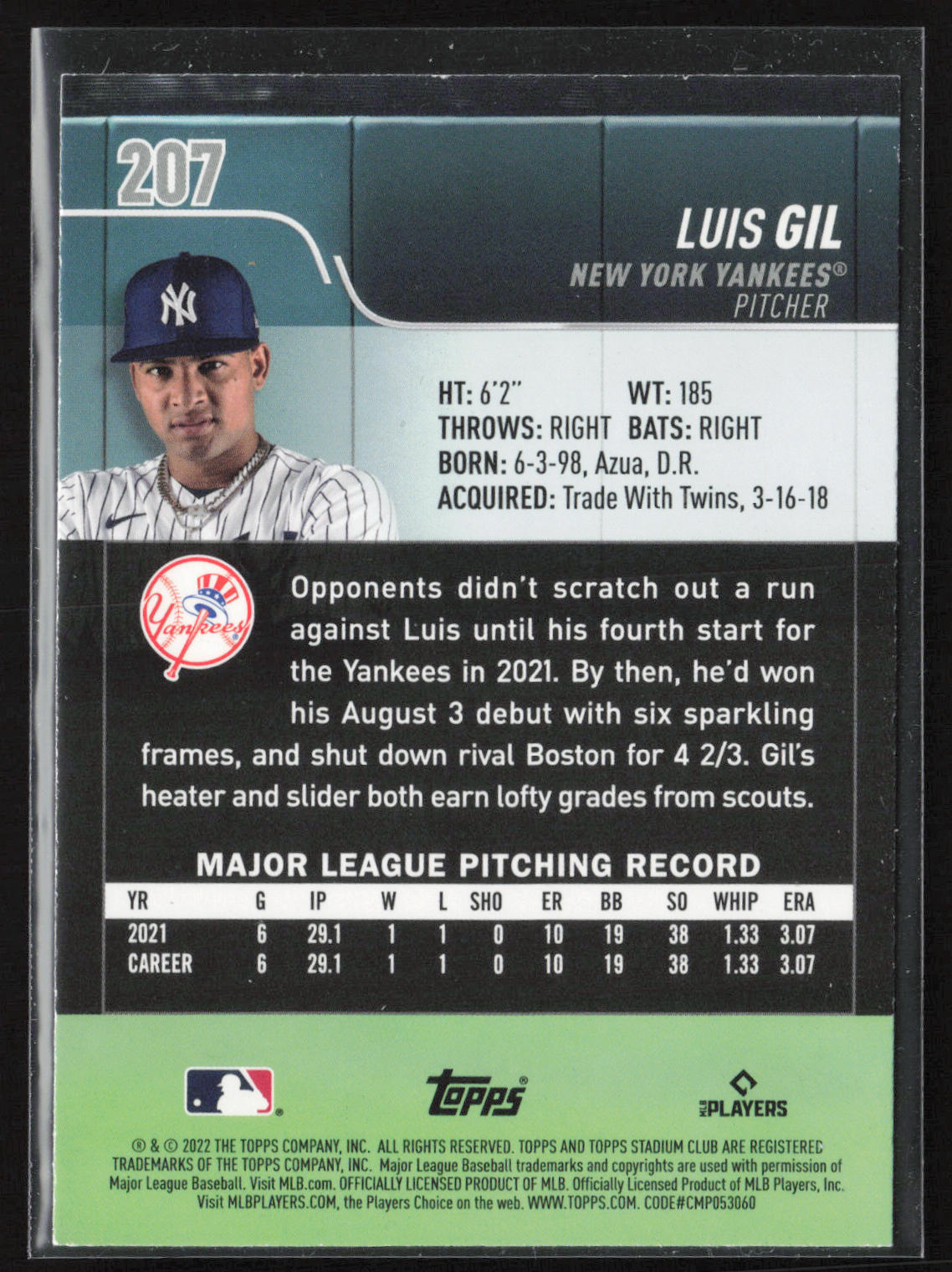 2022 Stadium Club #207 Luis Gil