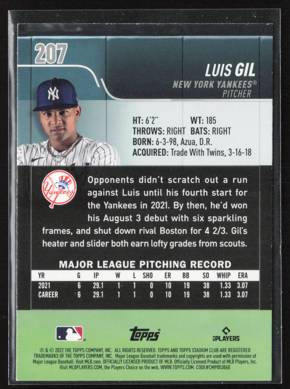 2022 Stadium Club #207 Luis Gil