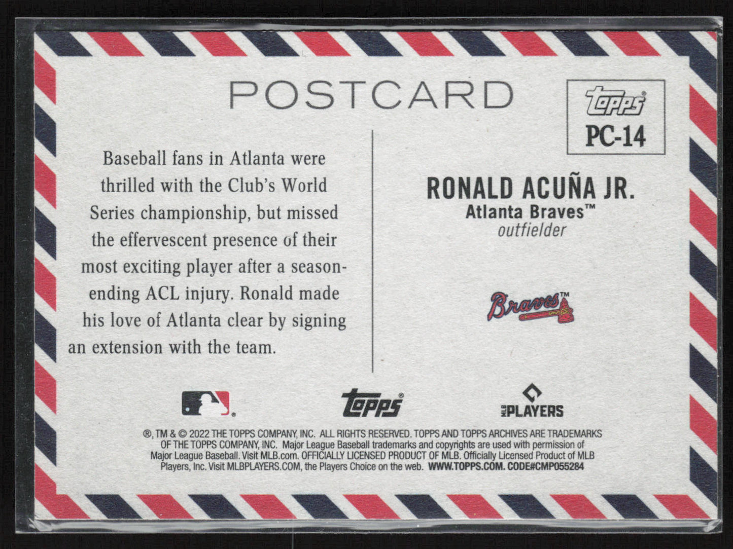 2022 Topps Archives #OPC-14 Ronald Acuna Jr. Oversized Topps Postcards