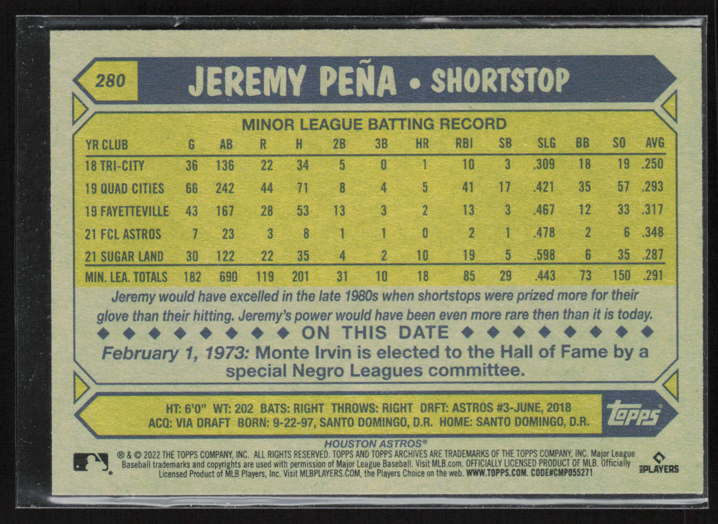 2022 Topps Archives #280 Jeremy Peña