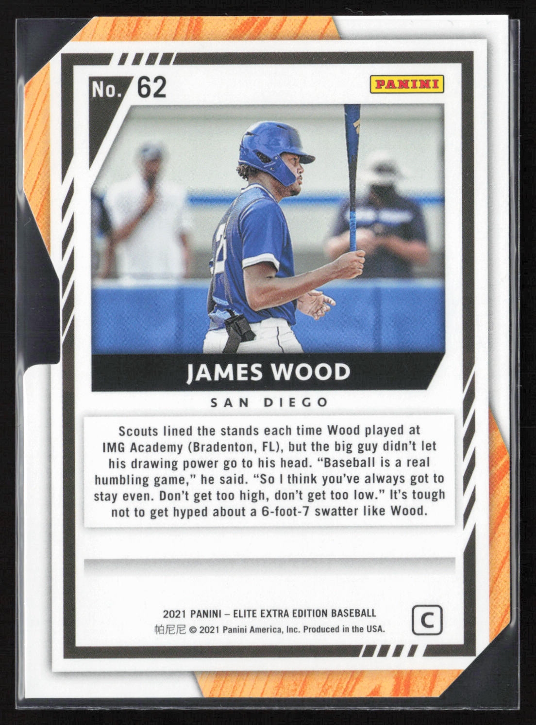 2021 Panini Elite Extra Edition #62 James Wood Prime Numbers C Die Cut #/231