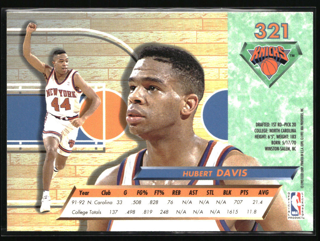 1992-93 Ultra #321 Hubert Davis