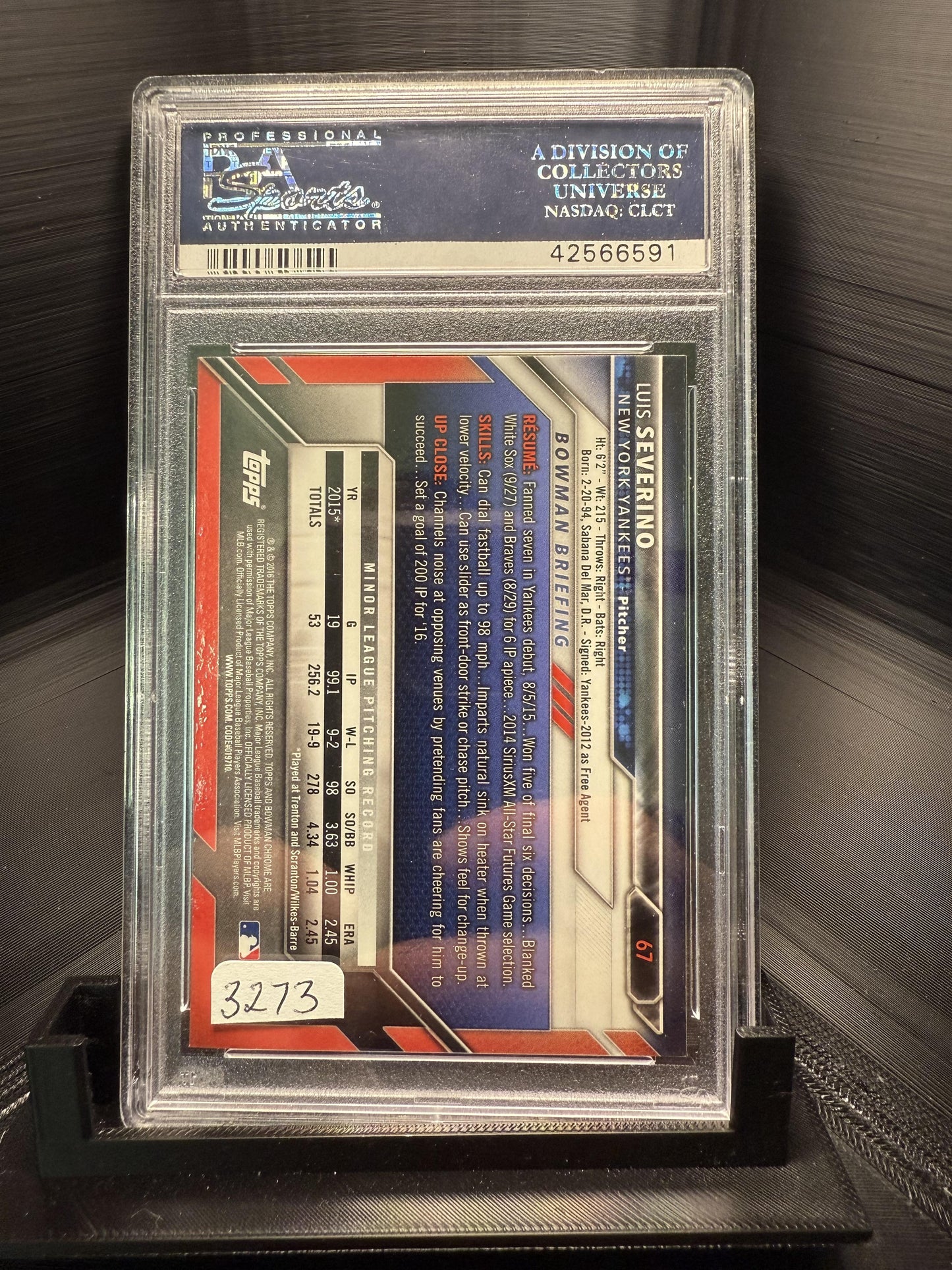 2016 Bowman Chrome #67 Luis Severino PSA 10