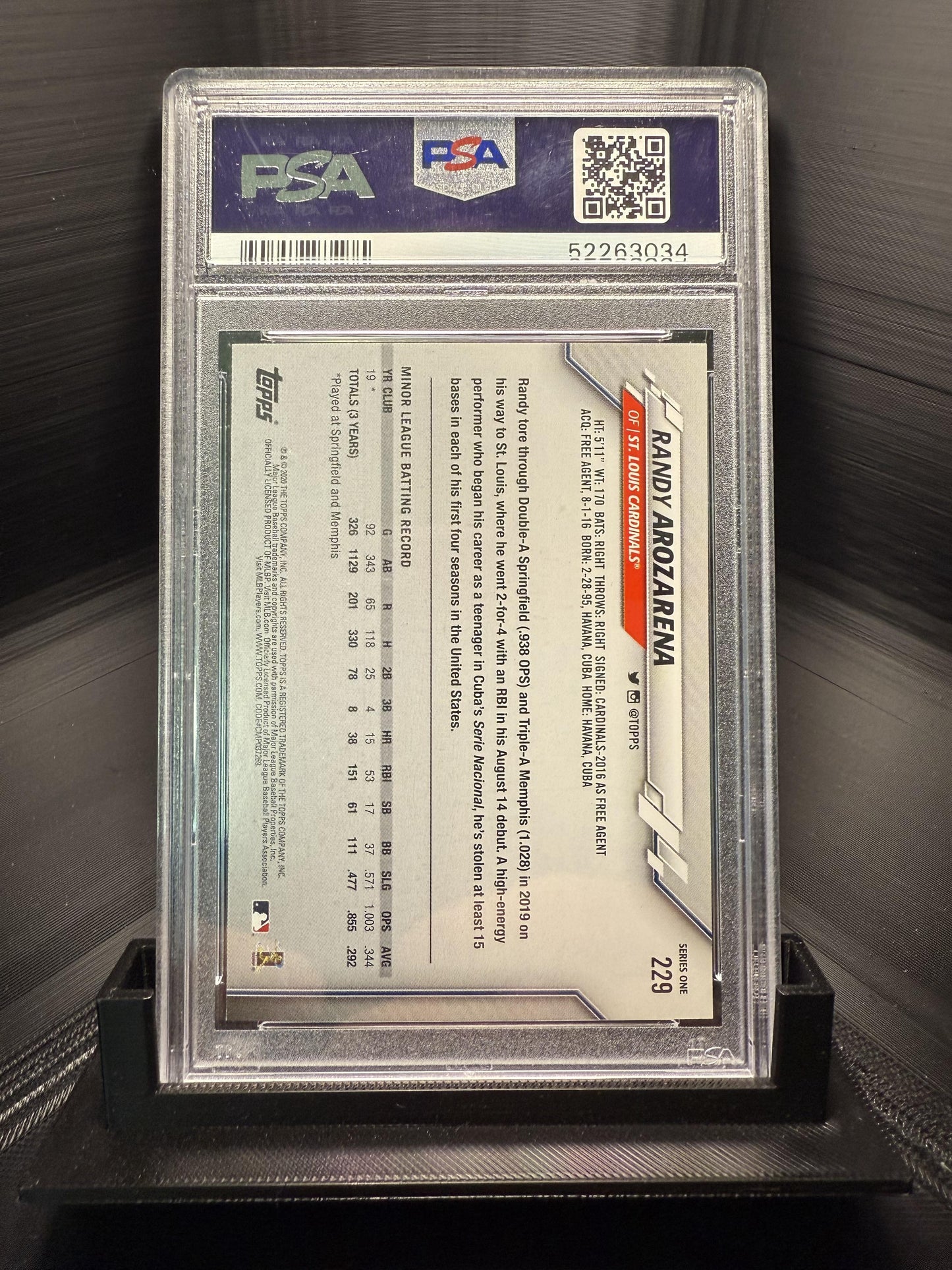 2020 Topps #229 Randy Arozarena PSA 9