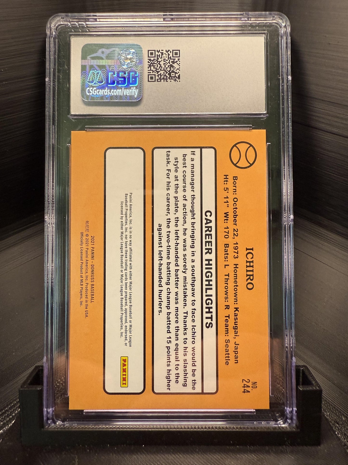 2021 Donruss #244 Ichiro Season Stat Line CSG 9 #/372